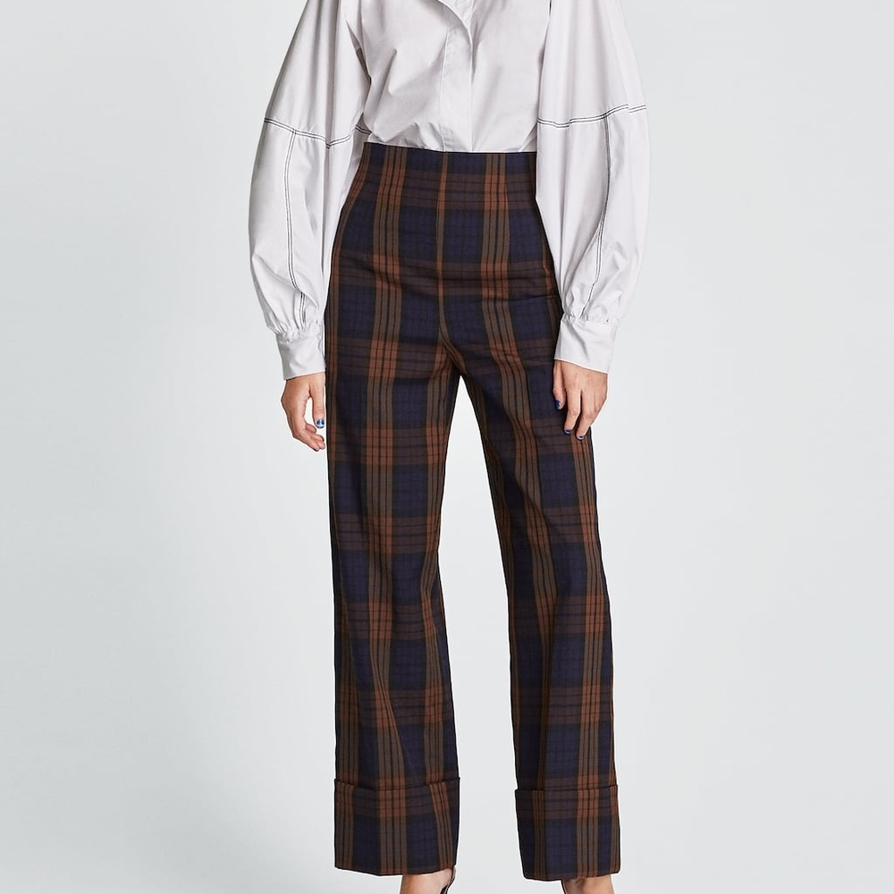 NEW! ZARA CHECK PANTS, SIZE SMALL